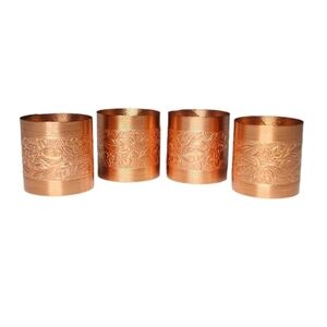 2nd set Vintage Copper Napkin Rings Embossed Floral Design BNIB Deadstock